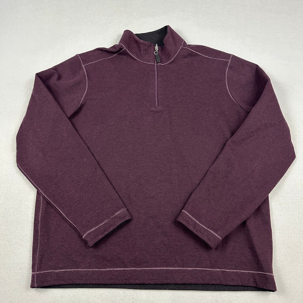 Johnston & Murphy Sweater Men Extra Large Purple Reversible 1/4 Zip Pullover XL